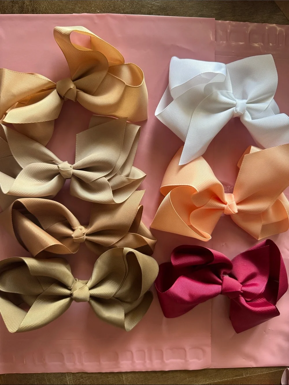 Set of 7 - 6” Kids Hair Bow Pack - Multi Color Grosgrain Bows